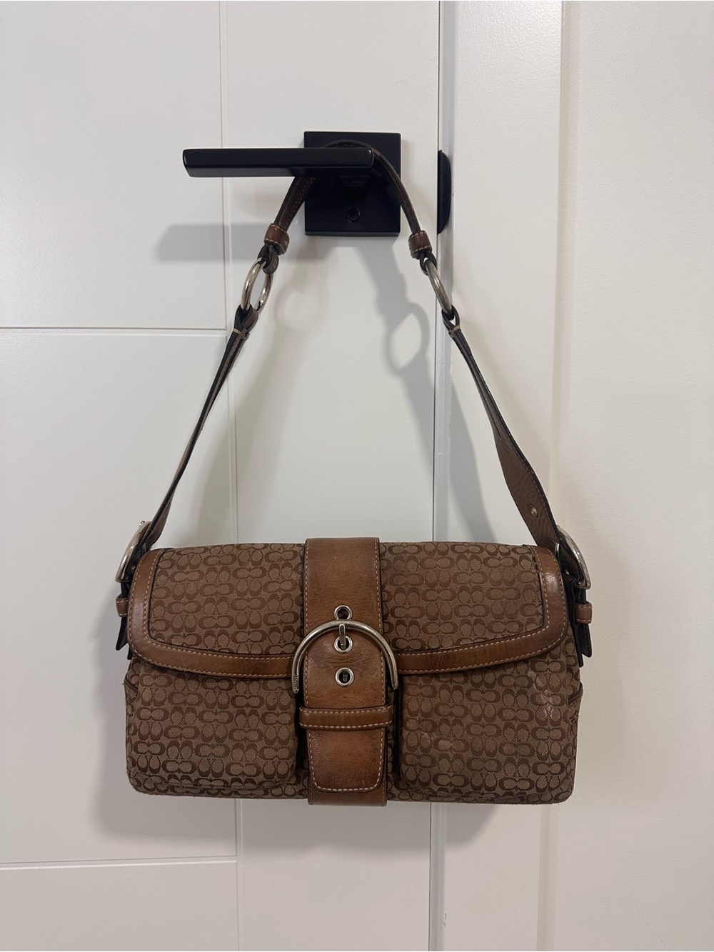 Coach Soho Signature Double Pocket Flap Shoulder Bag